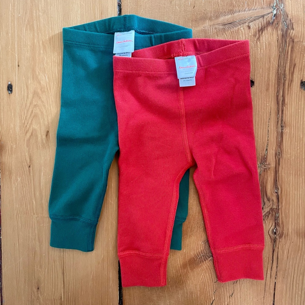NEW 3-6 mo Hanna Andersson Red and Green Leggings